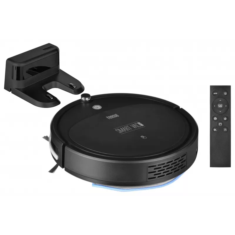 Roboterstaubsauger TEESA Smart VAC 2 — rund, schwarz, 1000 Pa Saugleistung, 9,6 V/2000 mAh Li-Akku, 0,2 l Staubbehälter, WLAN, automatische Rückkehr