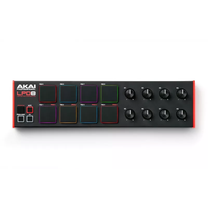 Akai LPD8 MKII MIDI-Tastatur 8 Tasten USB Schwarz, Rot