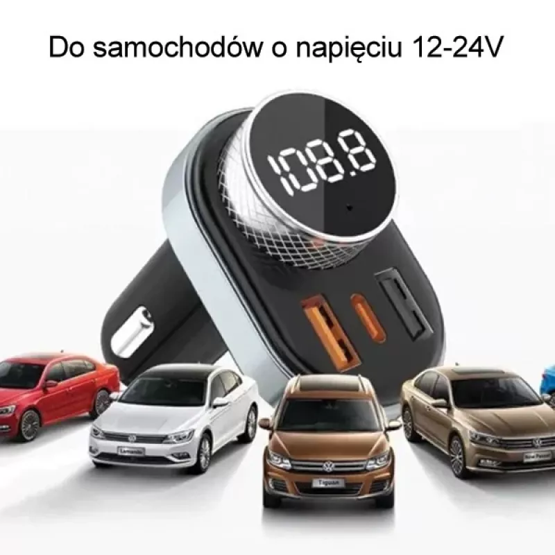 Freisprecheinrichtung Awei C-843 Bluetooth 5.0 mit FM-Transmitter, USB- und USB-C-Anschlüssen