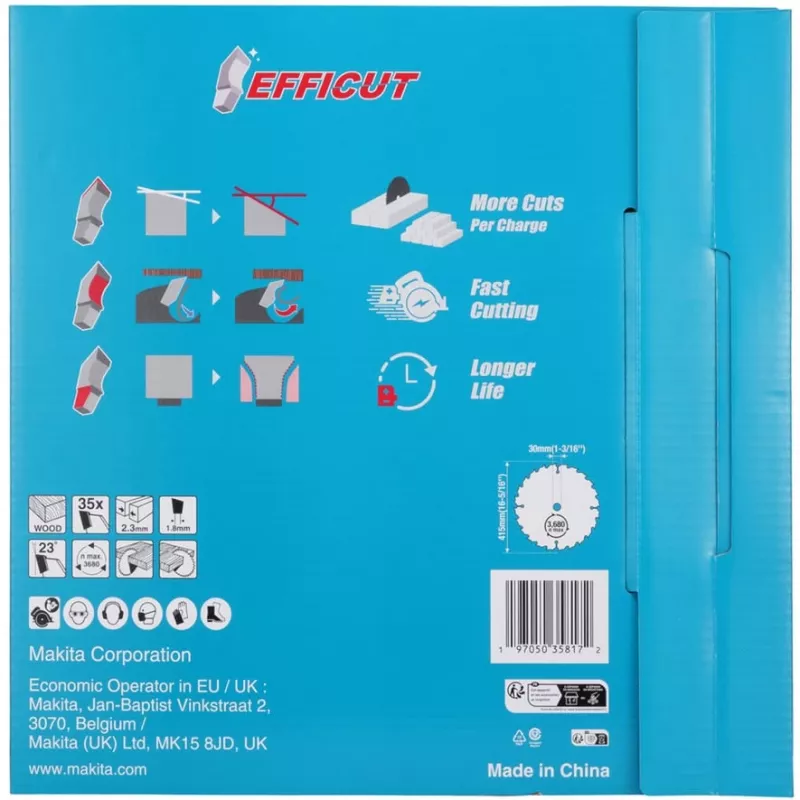 Makita E-24848 Sägeblatt EFFICUT für Akku-Handkreissäge HS013G Schnittbreite 2,30 (E-24848)