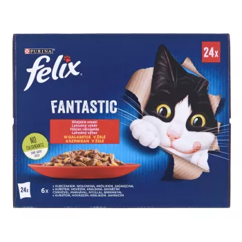 Felix Fantastic ländliche Geschmacksrichtungen in Gelee - Nassfutter für Katzen - 24x 85 g