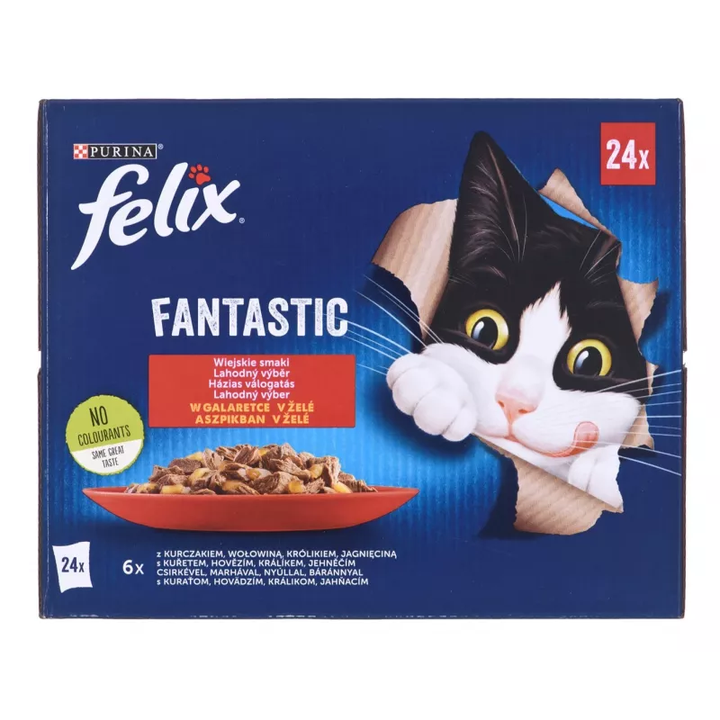 Felix Fantastic ländliche Geschmacksrichtungen in Gelee - Nassfutter für Katzen - 24x 85 g