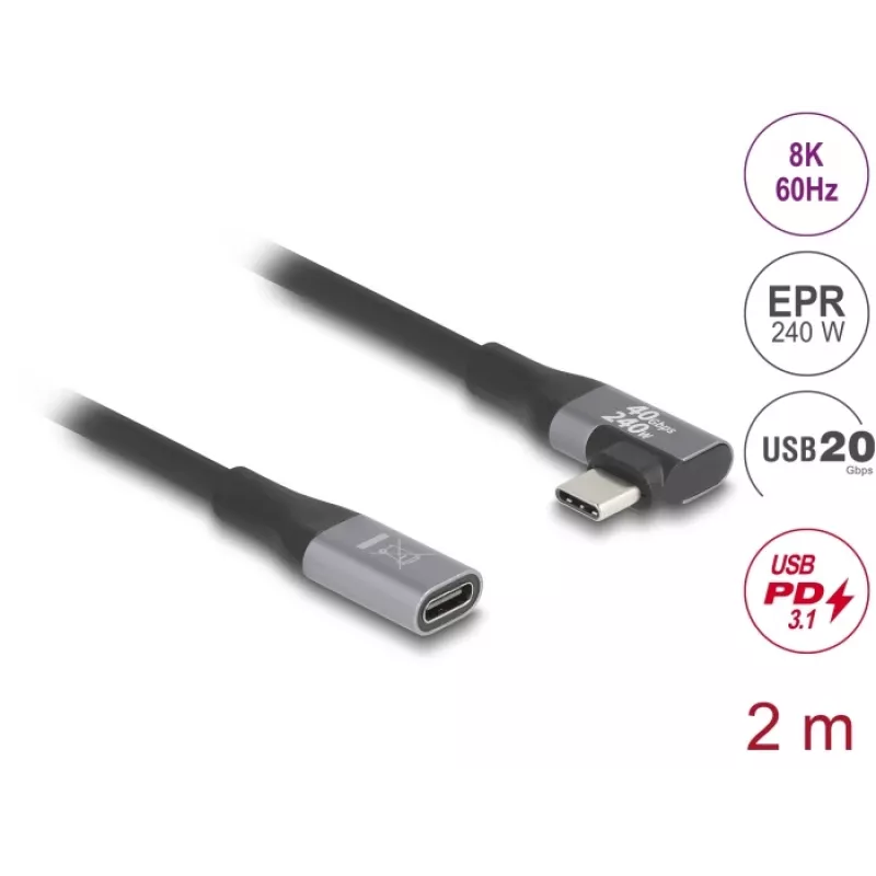 USB-Kabel DeLOCK 81148 2m USB-C Schwarz 20 Gbit/s