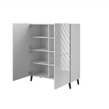 Regal cama meble ABETO 100,5 x 40 x 121,5 cm weiß/glanzweiß, bodenstehender Wandschrank