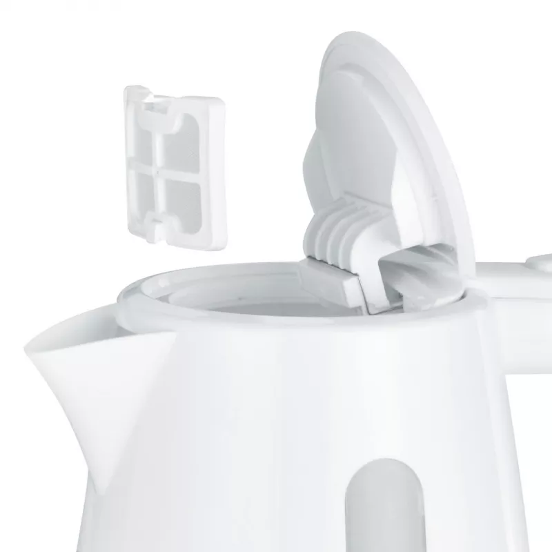 Elektrischer Wasserkocher SEVERIN 1 L 2200 W weiß – kabellos, 360° Basis, verdecktes Heizelement