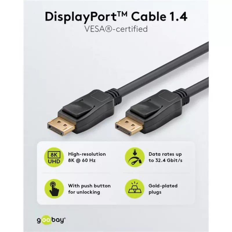 DisplayPort-Kabel Goobay 74777 1 m Schwarz G-Sync FreeSync