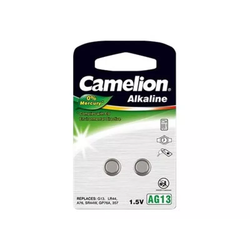 Knopfzelle CAMELION AG13 / LR44 / 357 Alkaline, 1,5 V — 2er-Pack