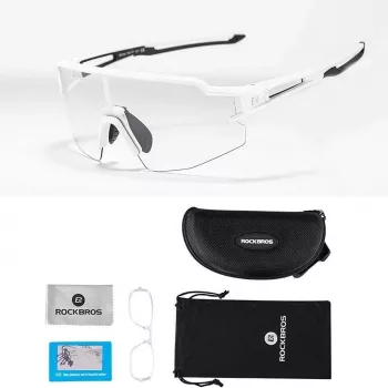 Rockbros 10172 UV400 weiße photochrome Fahrradbrille