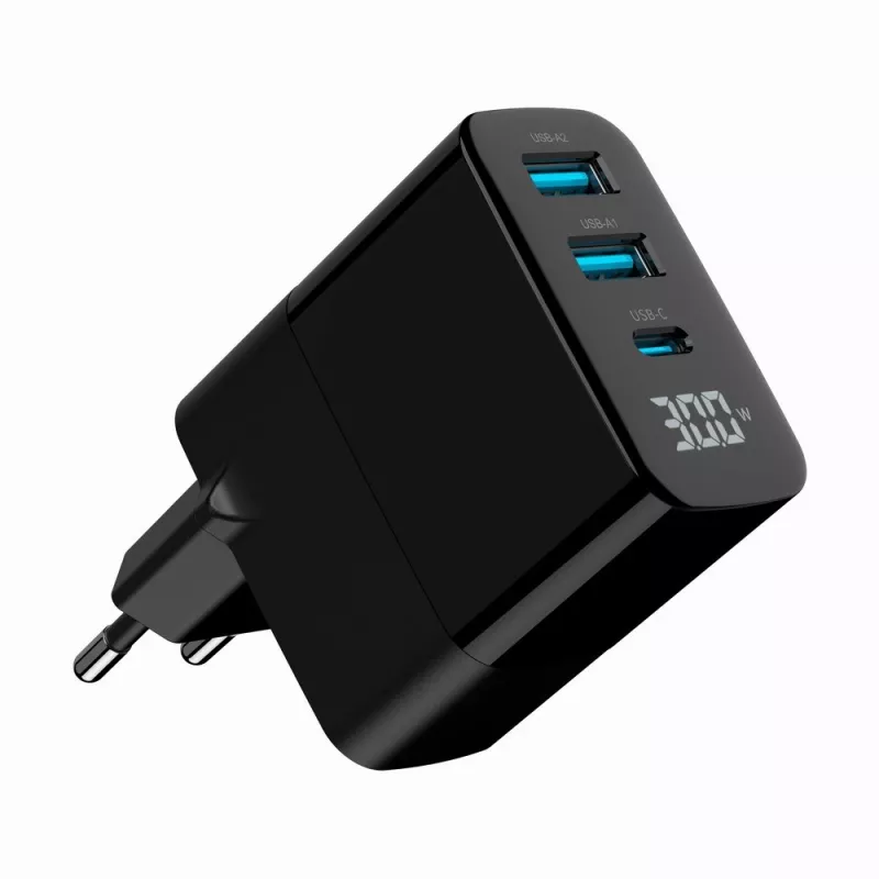 Gembird TA-UC-PDQC30LCD-BK-02 Ladegerät für Mobilgeräte Universal Schwarz AC Schnellladung Innenbereich