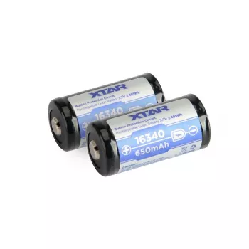 Wiederaufladbarer Akku XTAR 16340 (CR123) Li‑ion 3,7 V 850 mAh, 34 mm Höhe, 1,6 cm Durchmesser