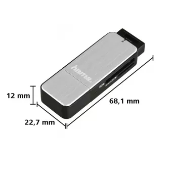 Hama 123900 Kartenlesegerät USB 3.2 Gen 1 (3.1 Gen 1) Schwarz, Silber