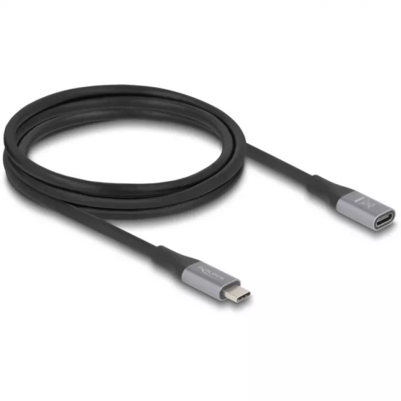 DeLOCK USB-Kabel USB4 Gen 2x2 2m USB-C Schwarz Grau 81202