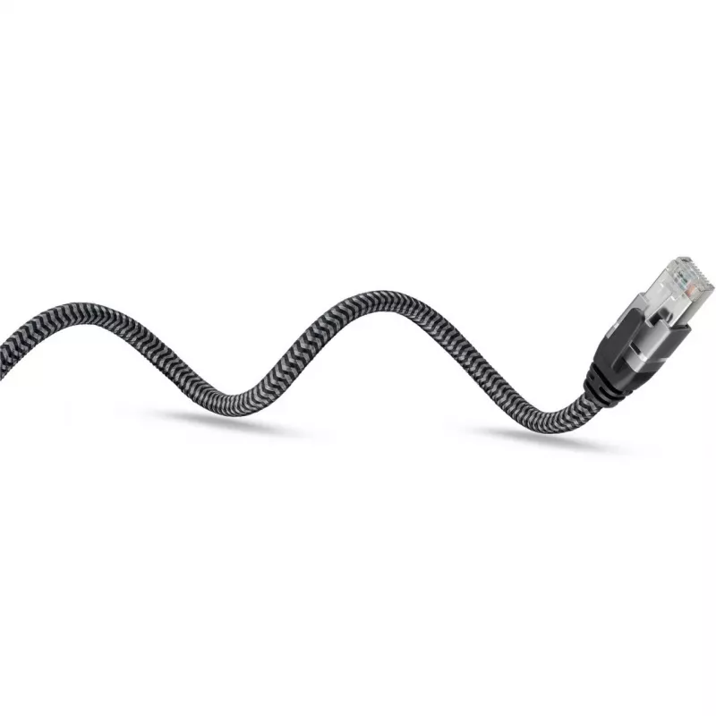 Ethernet-Kabel USB-C 3.2 Gen2 Stecker > RJ-45 Stecker, LAN-Adapter schwarz/Silber, 1,5 Meter, geflochtene Textilummantelung