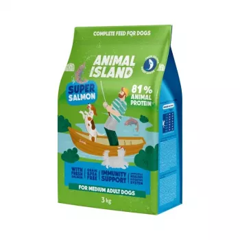 Trockenfutter für Hunde animal island Super Salmon — adult, getreidefrei, 3 kg, 32 % Protein, 16 % Fett