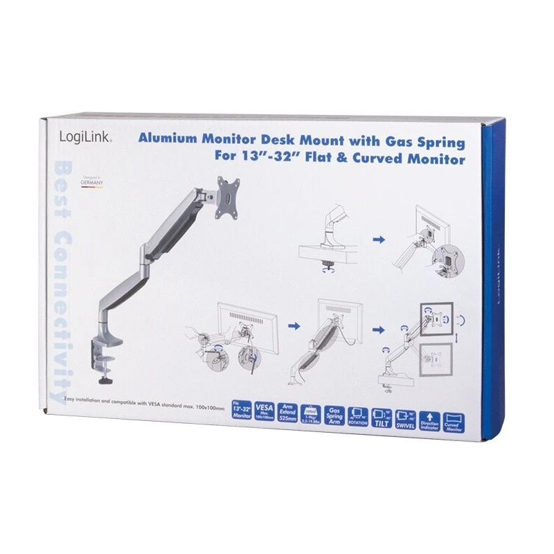 Monitorhalterung LogiLink BP0042 81,3 cm (32 Zoll) Schreibtisch Aluminium