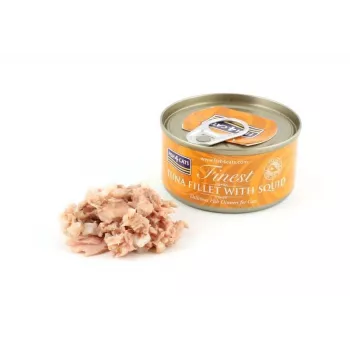 FISH4CATS Thunfischfilet mit Tintenfisch - Nassfutter für Katzen - 70g