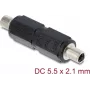 Adapter DELOCK DC-Hohlstecker 5,5 x 2,1 mm Buchse-auf-Buchse mit Gewinde, gerade, schwarz