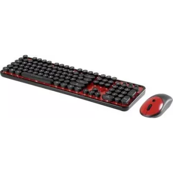 Tastatur-Maus-Set Renkforce RF-DS-RETRO QWERTZ Schwarz Rot – kabelgebundenes Combo mit QWERTZ-Layout