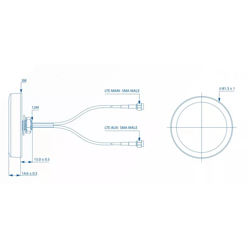 LTE-Antenne Teltonika 003R-00252, Dachmontage mit SMA-Anschlüssen, COMBO MIMO