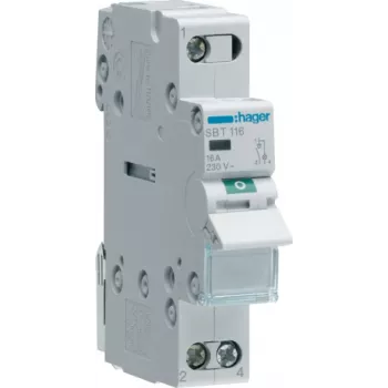 Elektrischer Schalter Hager SBT116 1P, 440 V, 50–60 Hz, grau, 17,5 mm