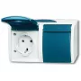 BJ - Ocean - Schuko-Steckdose mit Klappdeckel 2-fach - AP *Grau/blaugrün* (20/2EW-53)