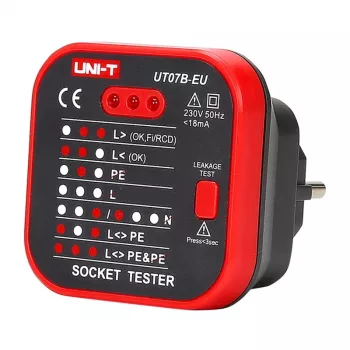 Steckdosentester Unit UT07B-EU — Spannungs- und Polaritätsprüfung von Steckdosen, EU-Stecker
