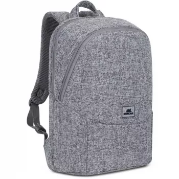 RIVACASE Anvik 15.6 Laptop-Rucksack, 15L, grau, wasserdichtes Gewebe, Fächer für 10.5 Tablet, Smartphone, Dokumente, Zubehör, Flasche