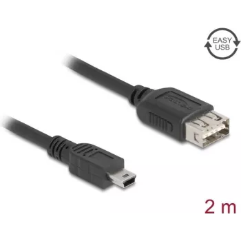 DeLOCK USB-Kabel USB 2.0 2 m Mini-USB B USB A Schwarz 81525