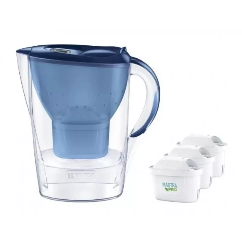 Wasserfilterkanne BRITA Marella 2,4 l mit 3 Pure Performance Kartuschen, Maxtra Pro, blau