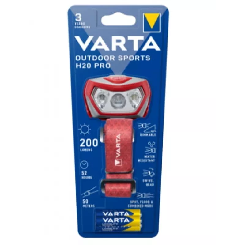 Stirnlampe Varta Outdoor Sports H20 Pro Grau Rot