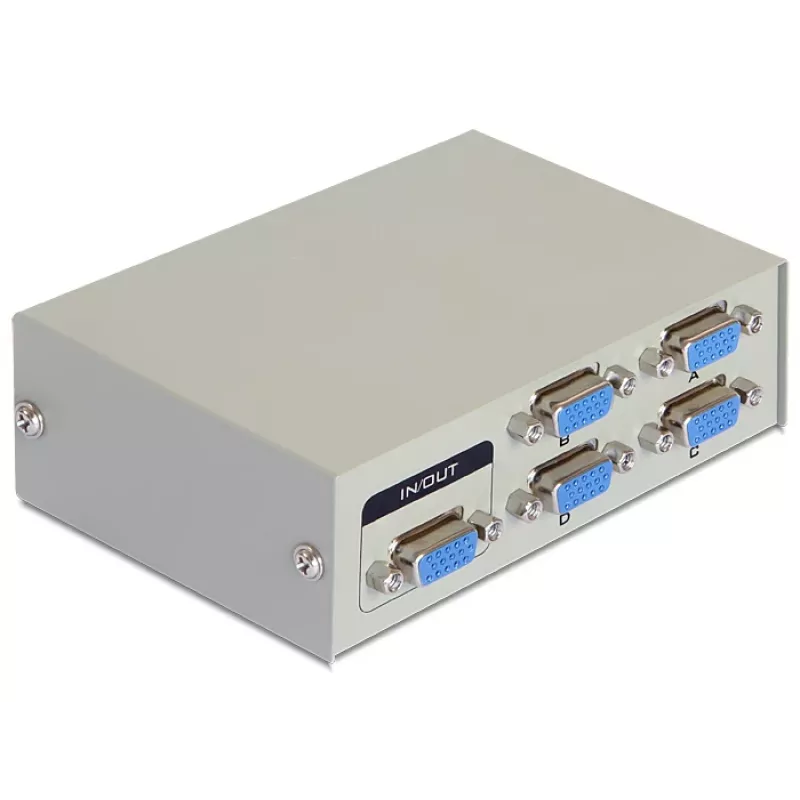 DeLock Switch VGA 4 Port manuell bidirektional - Bildschirmumschalter - 4 x VGA - Desktop (87635)