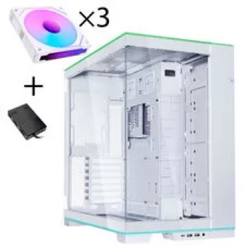 Lian Li O11 Dynamic EVO RGB PC-Gehäuse Bundle, Midi-Tower, ARGB, Tempered Glass + 3x UNI FAN SL-INF Reverse Blade Fan - Weiß
