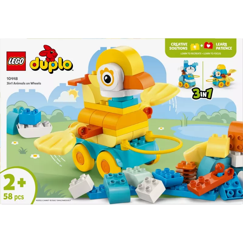 Spielset LEGO DUPLO 3-in-1 Tiere auf Rädern 10448 — DUPLO Bau- und Spieltiere, 58 Teile, ab 2 Jahren