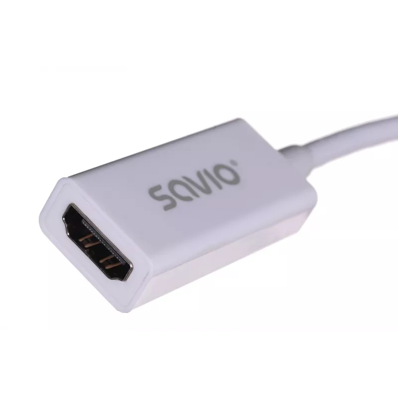 Video-Adapterkabel SAVIO Mini DisplayPort (Stecker) auf HDMI Typ A (Buchse) 0,2 m, weiß