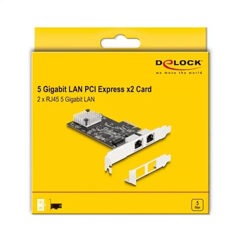 DeLOCK 81261 PCI Express x2 Netzwerkkarte, 2 x RJ45 5 Gigabit LAN