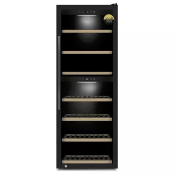 Caso | Smart Wine Cooler | WineExclusive 126 | Energieeffizienzklasse G | Vitrine | Freistehend | Flaschenkapazität 126 Flaschen | Kühltechnik Kompressortechnologie | Schwarz