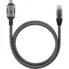 Ethernet-Kabel USB-C 3.2 Gen2 Stecker > RJ-45 Stecker, LAN-Adapter schwarz/Silber, 1,5 Meter, geflochtene Textilummantelung
