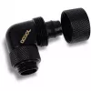 Eiszapfen 16/10mm Einschraubfitting 90° drehbar G1/4, schwarz, Anschluss für Weichschläuche (PVC, Silikon, Neopren)