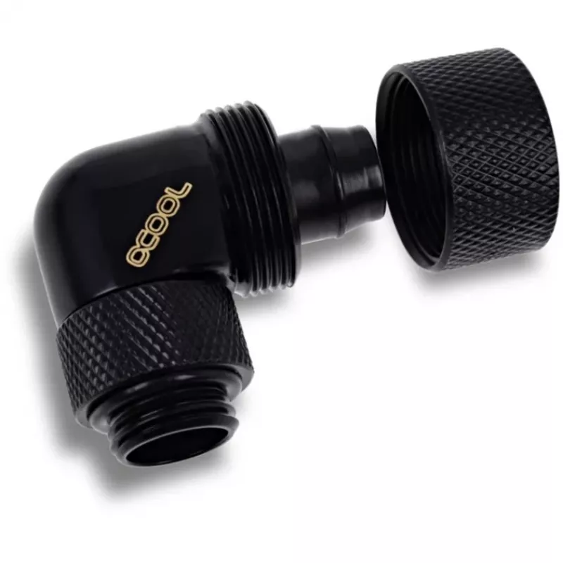 Eiszapfen 16/10mm Einschraubfitting 90° drehbar G1/4, schwarz, Anschluss für Weichschläuche (PVC, Silikon, Neopren)