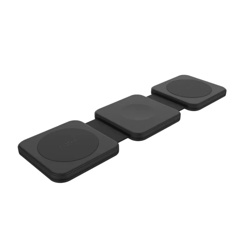 Kabelloses faltbares Ladegerät FIXED FIXFLE-SA-BK 3-in-1 für Samsung – kompaktes tragbares Ladegerät für Telefon, Ohrhörer, Wearables