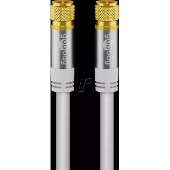 Goobay SAT-Antennenkabel (135 dB Typ), 4-fach geschirmt, 1 m, Weiß – vergoldet, F-Stecker > F-Stecker (70598)