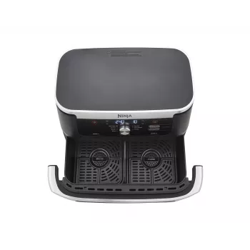 Doppel-10,4-L-Heißluftfritteuse Ninja AF500EU, Standgerät, 2470 W, Schwarz, Edelstahl