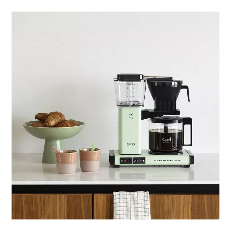 Filterkaffeemaschine MOCCAMASTER KBG Select — 1,25 l Wassertank, Kapazität für 10 Tassen, Edelstahl, pastellgrün