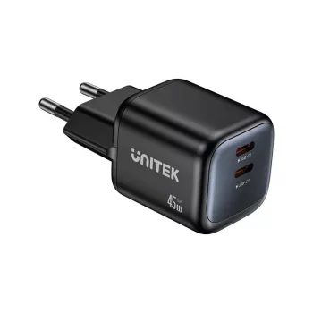 Unitek Wandladegerät 2x GaN 45W — 2× USB‑C PD 3.0 und QC Schnellladung