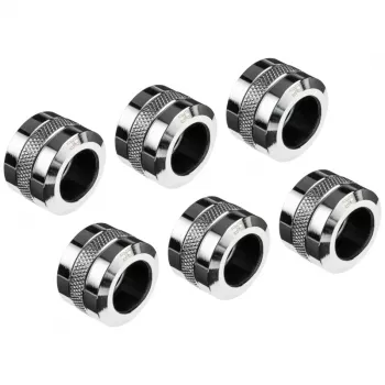 Alphacool Eiszapfen Pro Connector 16mm Hardtube Fitting G1/4, 6er-Pack - chrom