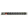 Power Distribution Unit GEMBIRD EG-PDU-014-C14, 8 AC-Ausgänge, C14-Eingang, 3 m Kabel, 1U, 3680 W, 10 A, Aluminium, schwarz