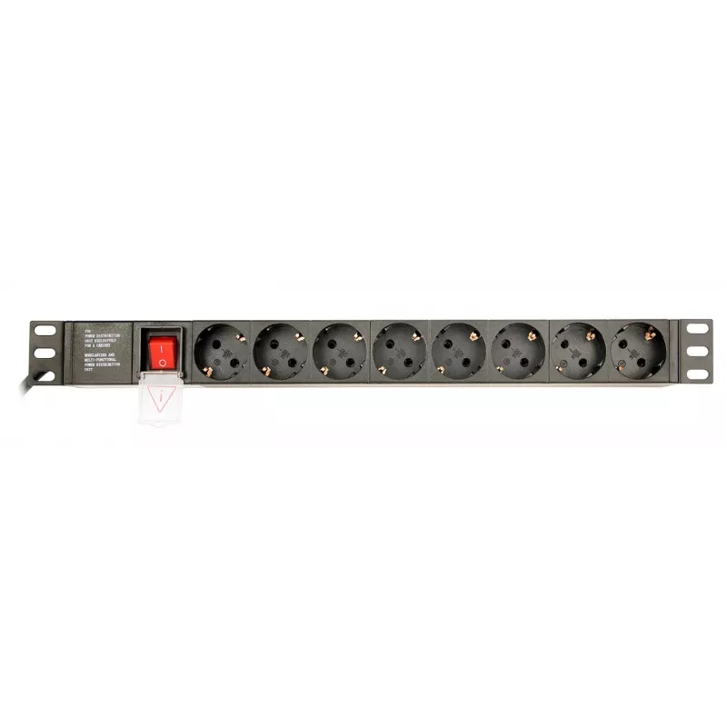 Power Distribution Unit GEMBIRD EG-PDU-014-C14, 8 AC-Ausgänge, C14-Eingang, 3 m Kabel, 1U, 3680 W, 10 A, Aluminium, schwarz