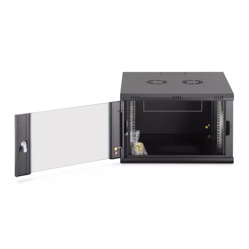Wandmontiertes 19-Zoll-Rack-Gehäuse DIGITUS Dynamic-N DN-37103 — 7U, 600x600 mm, IP20, unmontiert, schwarz