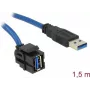 DeLOCK Keystone-Modul USB 5 Gbps Typ-A-Buchse 250° auf Typ-A-Stecker mit 1,5-m-Kabel, schwarz