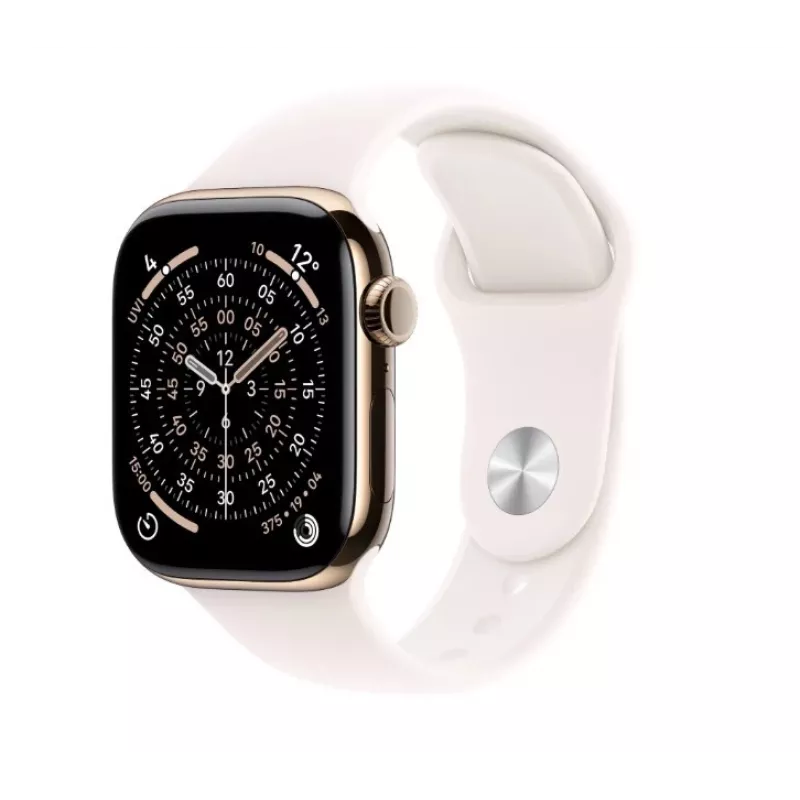 Watch Series 11 GPS + Cellular 42mm Gold Titanium Gehäuse mit Light Blush Sportarmband - S/M